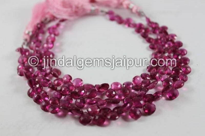 Rubellite Faceted Heart Shape Beads